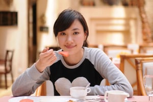 Girl Eating Breakfast