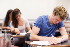 Students having a test in a classroom