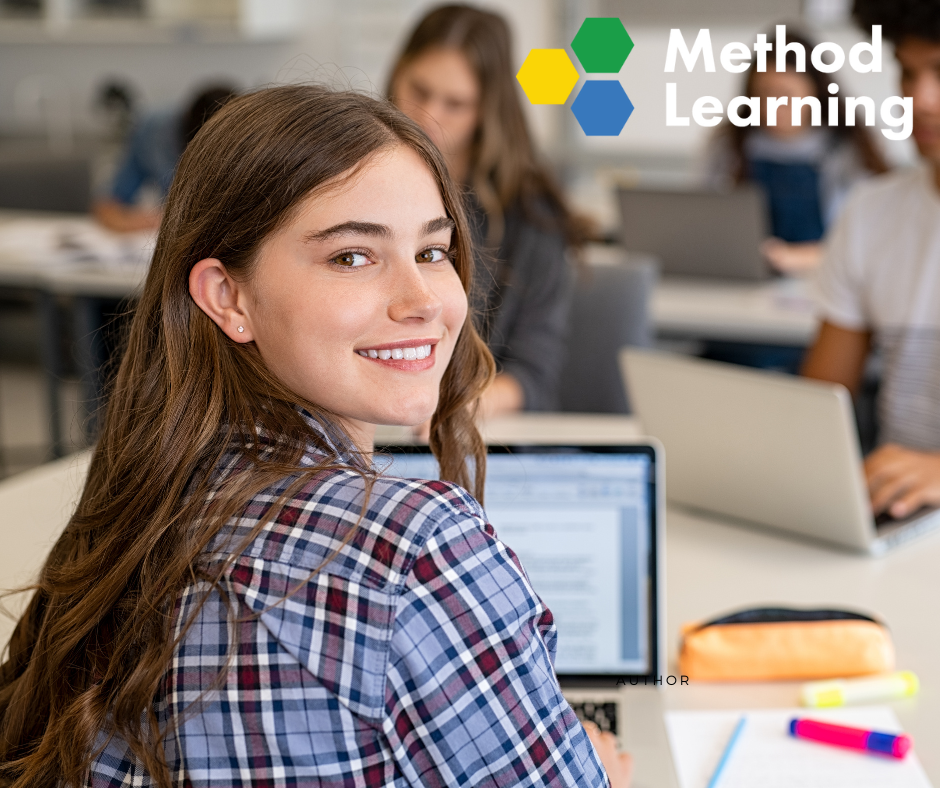 High school junior on computer