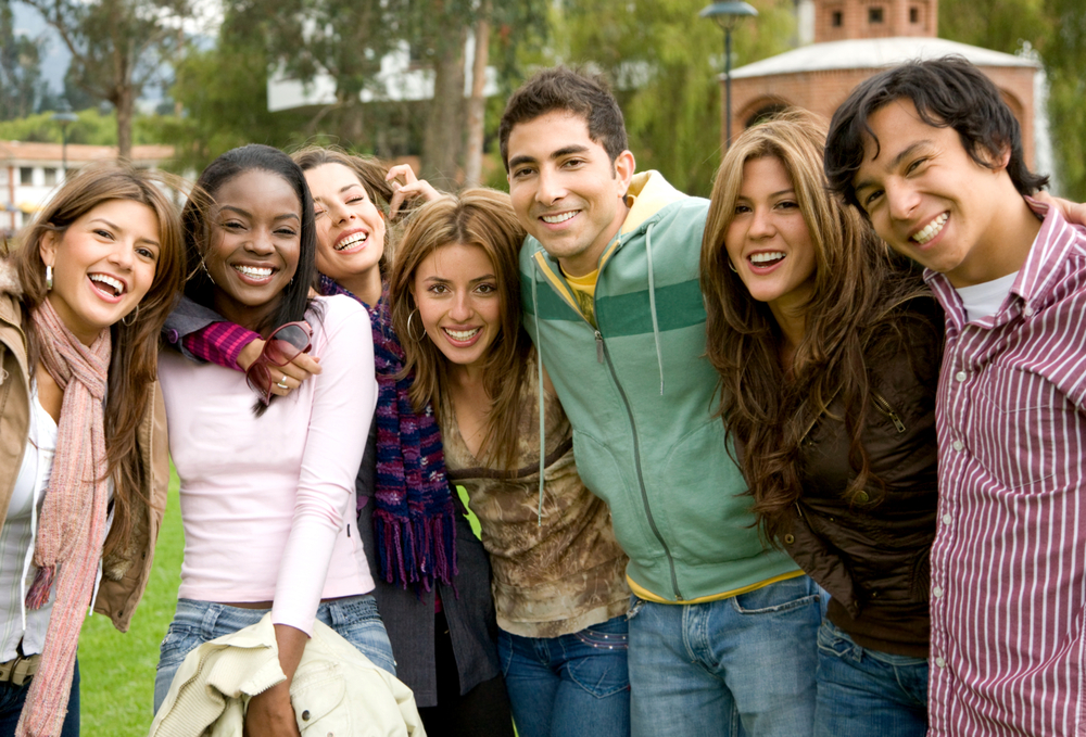 College kids smiling